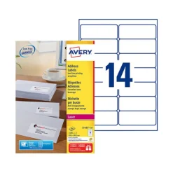 Avery - 1400 Étiquettes adresse blanches - 99,1 x 38,1 mm - Impression laser - réf L7163-100
