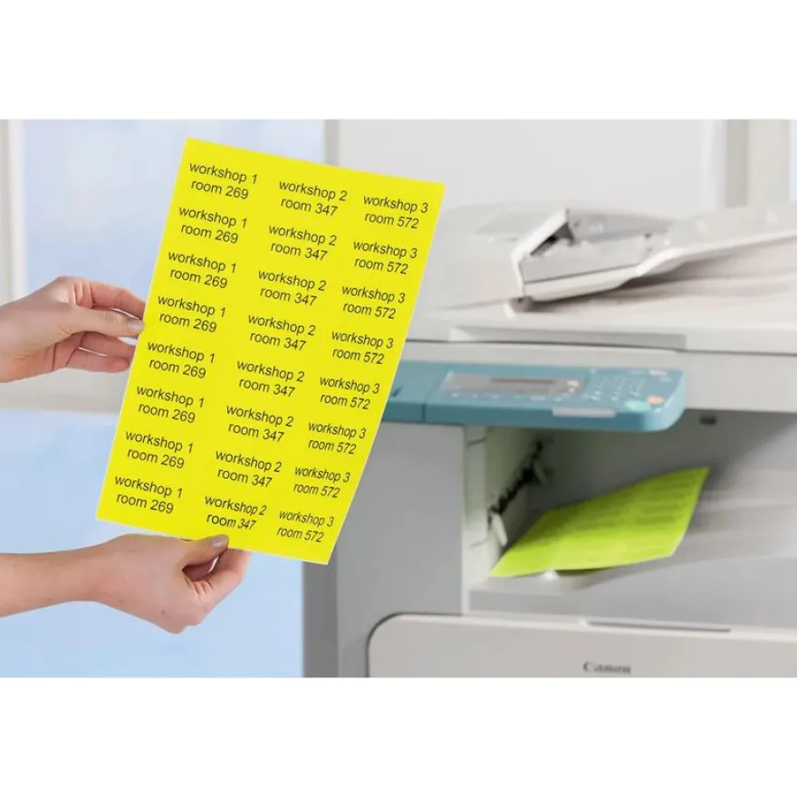 Avery - 1625 Étiquettes amovibles jaune fluo - 38,1 x 21,2 mm - Impression laser - réf L7651Y-25