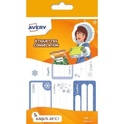 Avery - 18 Étiquettes congélations - 6,3 x 3,3 cm - Bleu
