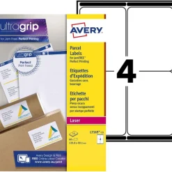 Avery - 60 Étiquettes d'expédition blanches - 99,1 x 139 mm - Impression laser - réf L7169-15