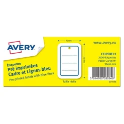 Avery - 1000 étiquettes perforées - 31 x 46 mm - lignes bleu