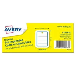 Avery - 1000 étiquettes perforées - 30 x 37 mm - lignes bleu