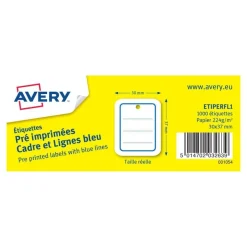 Avery - 1000 étiquettes perforées - 30 x 37 mm - lignes bleu