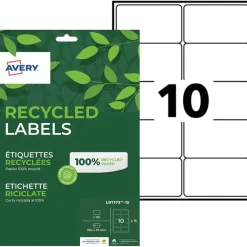 Avery - 150 Étiquettes recyclées blanches - 99,1 x 57 mm - Impression laser ou jet d'encre - réf LR7173-15