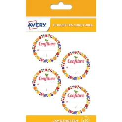 Avery - 20 Étiquettes rondes confiture - diamètre 47,5 mm