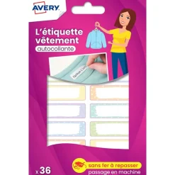 Avery - 36 étiquettes vêtements - 45 x 13 mm - pastels