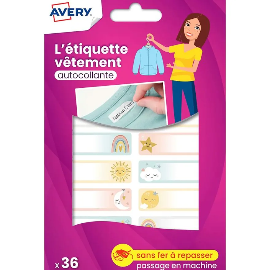 Avery - 36 étiquettes vêtements - 45 x 13 mm - ciel
