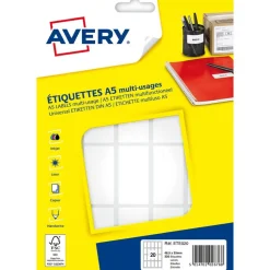 Avery - Etui A5 - 320 Étiquettes multi-usages blanches - 48,5 x 25 mm - réf ETE020