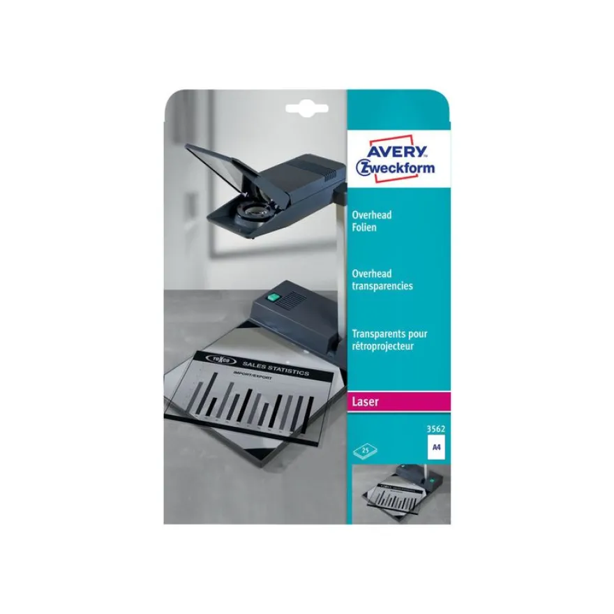 Avery - Films transparents pour rétroprojecteur - A4 - 25 feuilles - impression laser