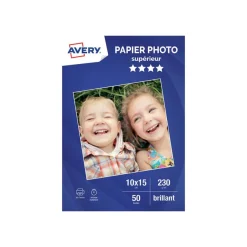 Avery - Papier Photo brillant - 10 x 15 cm - 230 g/m² - impression jet d'encre - 50 feuilles