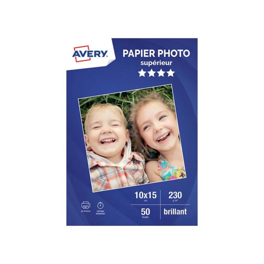 Avery - Papier Photo brillant - 10 x 15 cm - 230 g/m² - impression jet d'encre - 50 feuilles
