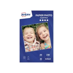 Avery - Papier Photo brillant - A4 - 230 g/m² - impression jet d'encre - 35 feuilles