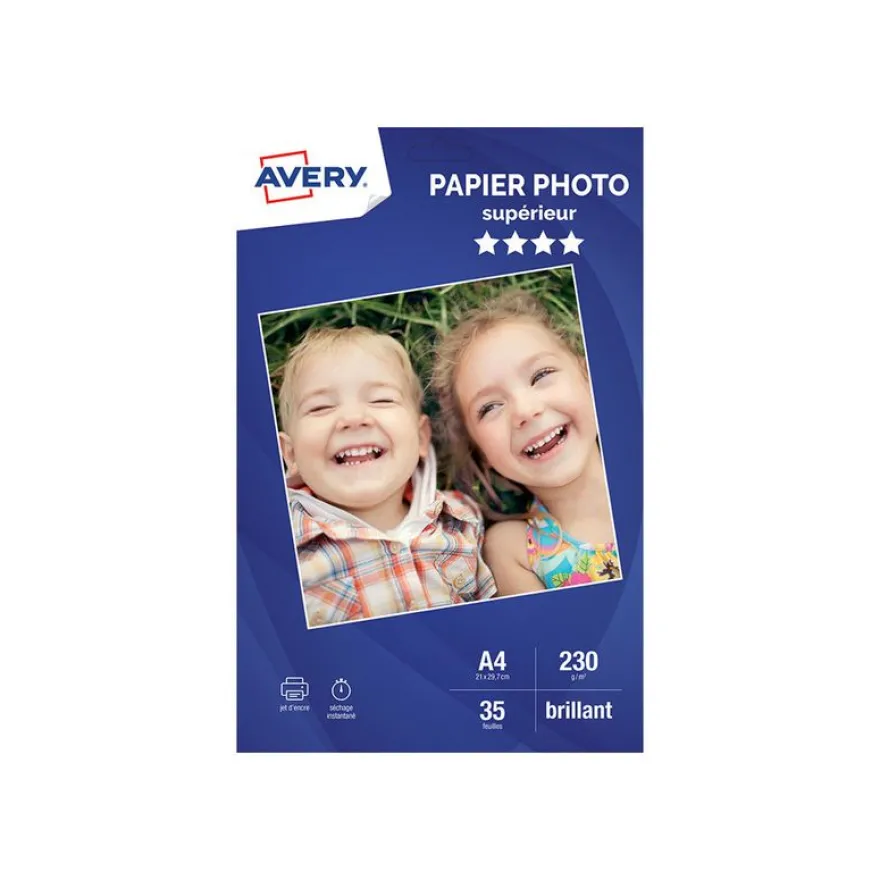 Avery - Papier Photo brillant - A4 - 230 g/m² - impression jet d'encre - 35 feuilles