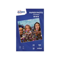 Avery - Papier Photo brillant - A4 - 160 g/m² - impression jet d'encre - 50 feuilles