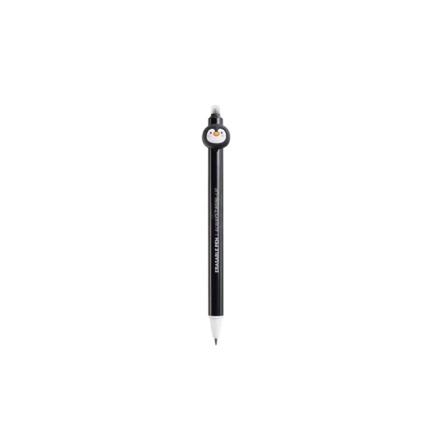 Back 2 Fun - Stylo bleu effaçable avec tête de pingouin - écriture fun et sans ratures pour enfants