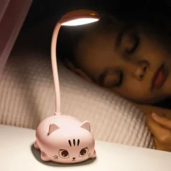Back2Fun - Mini lampe chat pour enfants - LED douce - col flexible - idéale pour étudier ou comme veilleuse