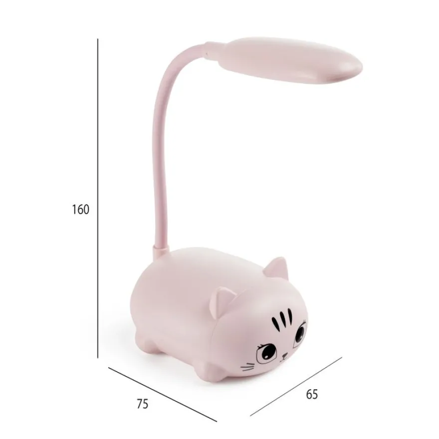 Back2Fun - Mini lampe chat pour enfants - LED douce - col flexible - idéale pour étudier ou comme veilleuse