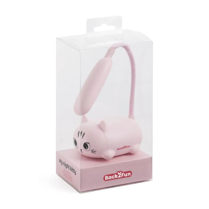 Back2Fun - Mini lampe chat pour enfants - LED douce - col flexible - idéale pour étudier ou comme veilleuse