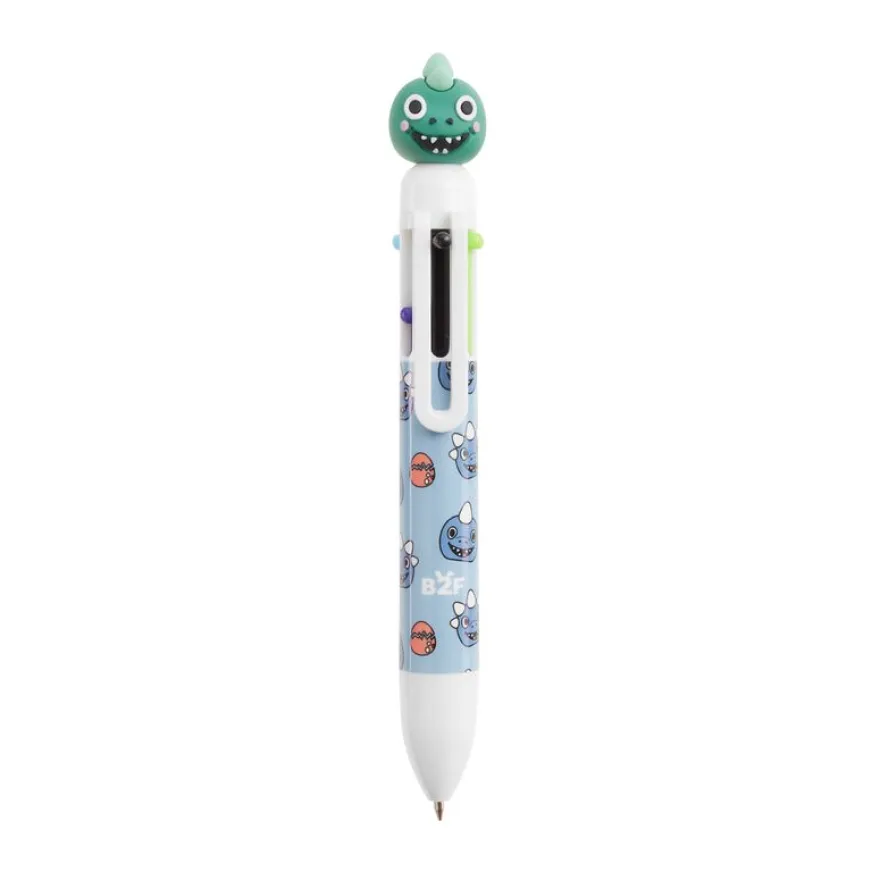 Back2Fun - stylo bleu - 6 couleurs à tête de dinosaure : amusant et pratique pour les enfants