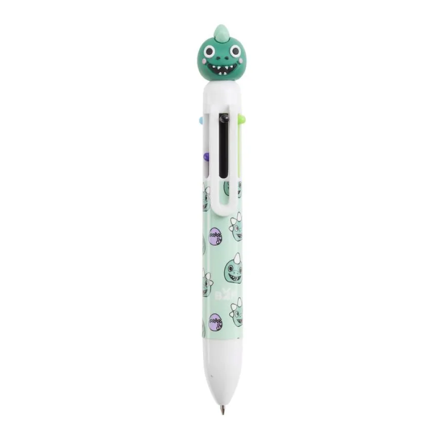 Back2Fun - stylo vert - 6 couleurs à tête de dinosaure : amusant et pratique pour les enfants