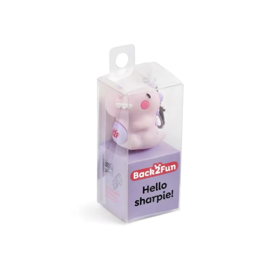 Back2Fun – Taille-crayons en silicone Dinos rose avec porte-clés intégré - idéal pour les enfants