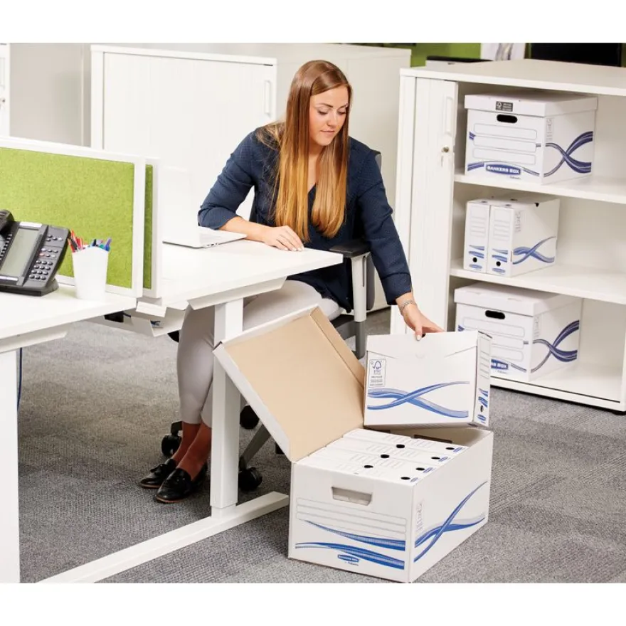 Bankers Box Basic Maxi A4+ - Conteneur + 6 boîtes archives dos 8 cm - Fellowes