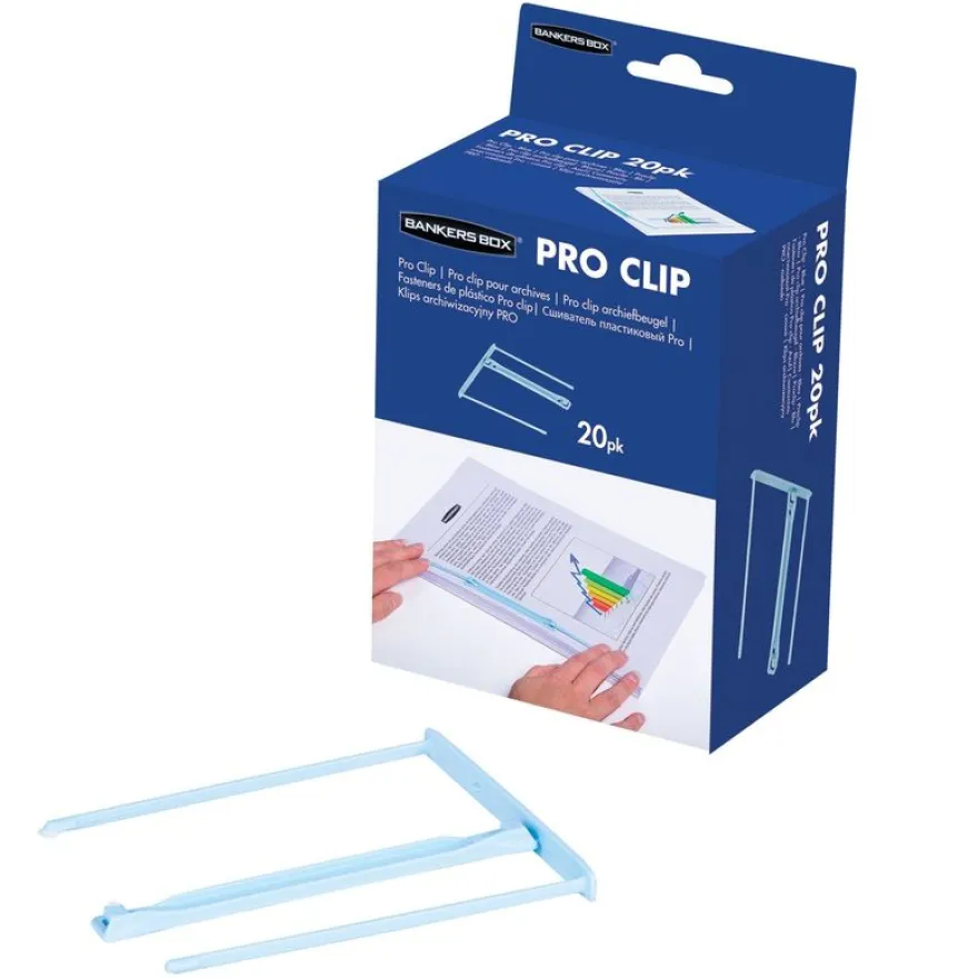 Bankers Box Pro - 20 clips pour archives - bleu clair - Fellowes