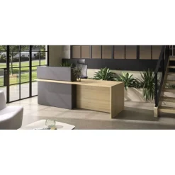 Banque d'accueil droite ZOOM - L120 cm - chêne bocage