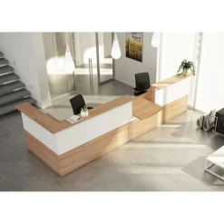 Banque d'accueil module assis MUSA - L80 cm - Merisier arabis/blanc