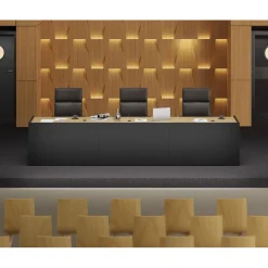 Banque d'accueil Module de départ bas OLA - L82,5 x H75,5 x P82,5 cm - structure carbone, plateau chêne clair