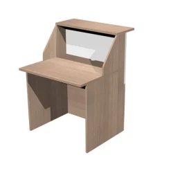 Banque d'accueil module haut MUSA - L80 cm - Merisier arabis/blanc