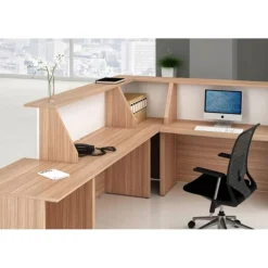 Banque d'accueil module haut MUSA - L80 cm - Merisier arabis/blanc