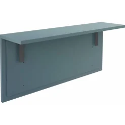 Banque d'accueil OLA - Ensemble composé d'un module haut + un module PMR et d'une tablette bleu argile - L222,5 cm - blanc perle