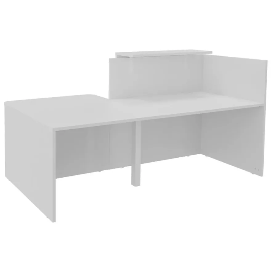 Banque d'accueil OLA - Ensemble composé d'un module haut + un module PMR et d'une tablette blanc perle - L222,5 cm - blanc perle