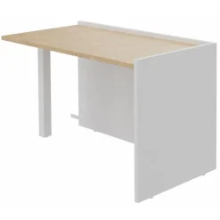Banque d'accueil Retour direct bas OLA - L122,5 x H75,5 x P62,5 cm - structure blanc perle, plateau chêne clair