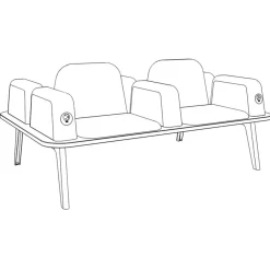 Banquette ILO - 4 places L172xP114cm - carbone - structure noyer - tissu gris chiné