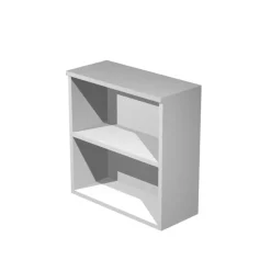 Bibliothèque basse Trend - L80xP44xH72 cm - 2 portes en verre dépoli - panneaux gris