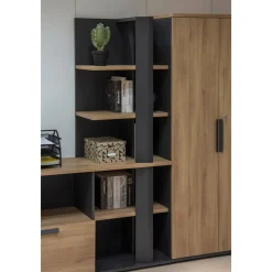 Bibliothèque haute ARCADE - L60 x H182 x P45 - 4 étagères - anthracite
