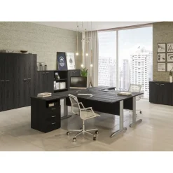 Bibliothèque haute Trend - L80xP35xH120 cm - sans porte - imitation frêne
