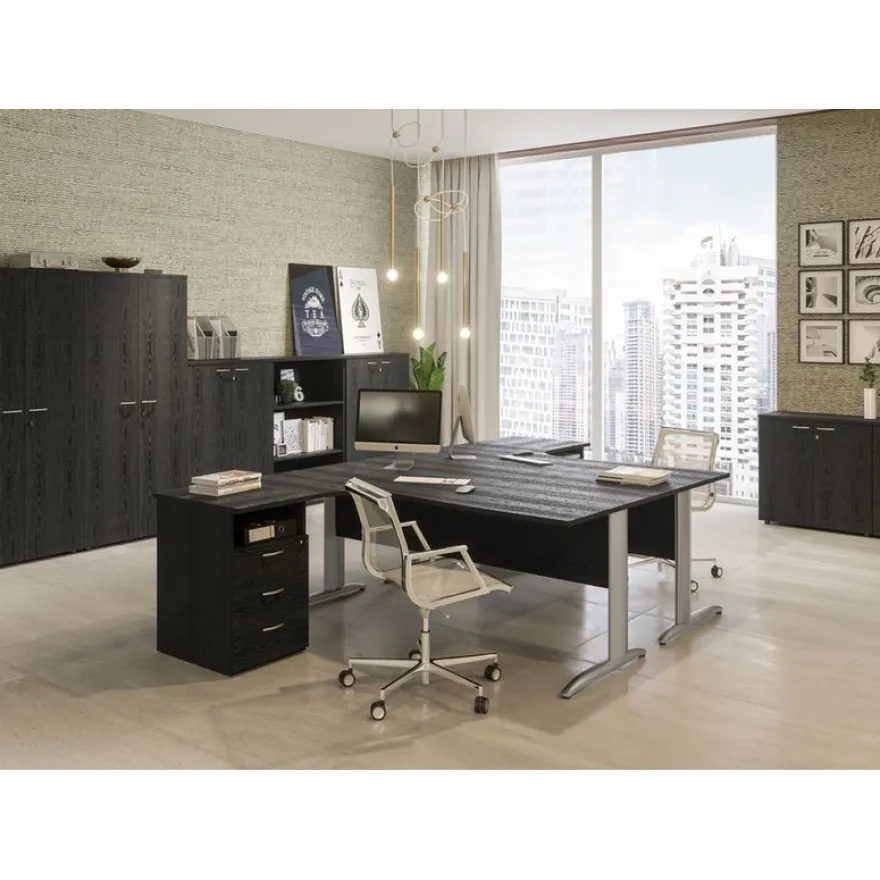 Bibliothèque haute Trend - L80xP35xH120 cm - sans porte - imitation frêne