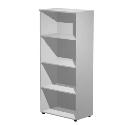 Bibliothèque haute Trend - L80xP44xH180 cm - 2 portes en verre dépoli - panneaux gris