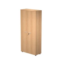 Bibliothèque haute Trend - L80xP35xH180 cm - 2 portes en mélaminé - portes et panneaux imitation hêtre