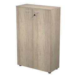 Bibliothèque haute Trend - L80xP35xH120 cm - 2 portes en mélaminé - portes et panneaux chêne canadien
