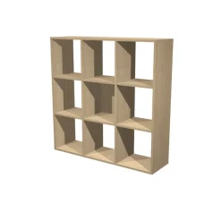 Bibliothèque modulaire MAXICOLOR - 9 cases - imitation chêne clair