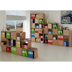 Bibliothèque modulaire MAXICOLOR - 3 cases - plateau imitation chêne clair