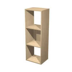 Bibliothèque modulaire MAXICOLOR - 3 cases - plateau imitation chêne clair