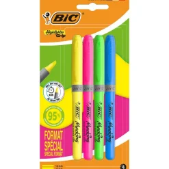BIC - 4 surligneurs Highlighter Grip - couleurs assorties