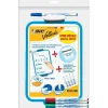 BIC - Ardoise Velleda blanche double face - 19 x 26 cm - 5 marqueurs fins + effacette