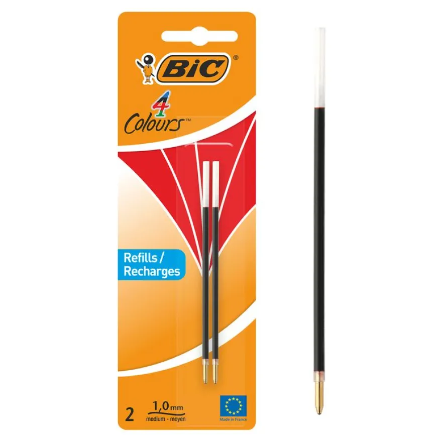 BIC 4 Couleurs - 2 Recharges pour stylo à bille - rouge - 1 mm