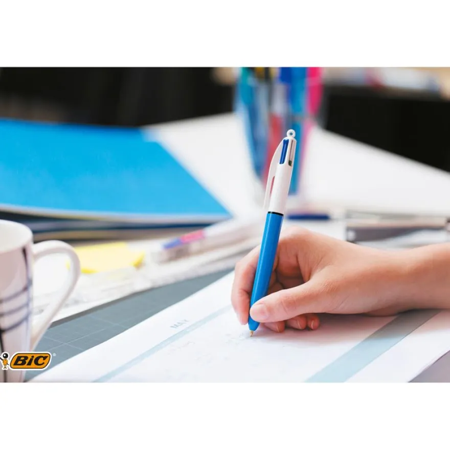 BIC 4 Couleurs - 12 Stylos à bille 4 couleurs - 1 mm